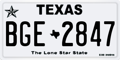 TX license plate BGE2847