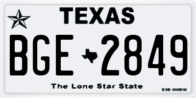 TX license plate BGE2849