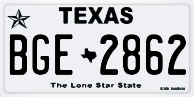 TX license plate BGE2862