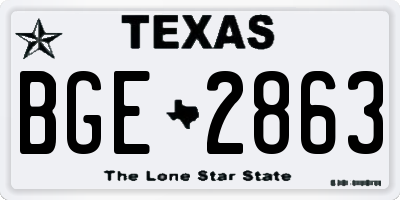 TX license plate BGE2863