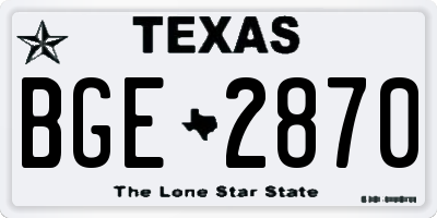 TX license plate BGE2870