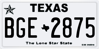 TX license plate BGE2875