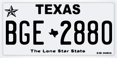 TX license plate BGE2880