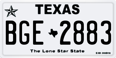 TX license plate BGE2883