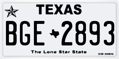 TX license plate BGE2893