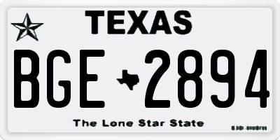 TX license plate BGE2894