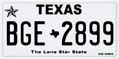 TX license plate BGE2899