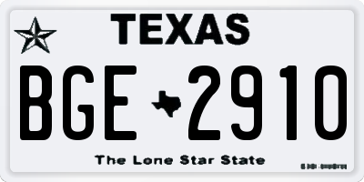 TX license plate BGE2910