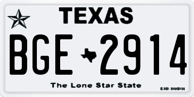 TX license plate BGE2914