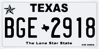 TX license plate BGE2918