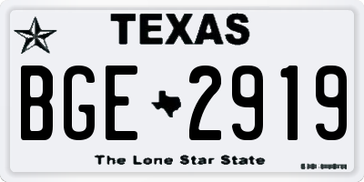 TX license plate BGE2919