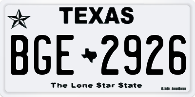 TX license plate BGE2926