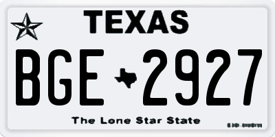 TX license plate BGE2927