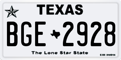 TX license plate BGE2928