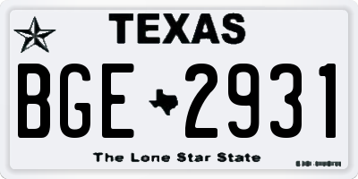 TX license plate BGE2931