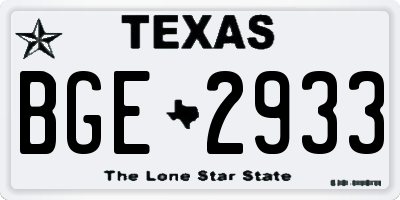 TX license plate BGE2933