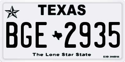 TX license plate BGE2935