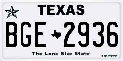 TX license plate BGE2936