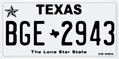 TX license plate BGE2943