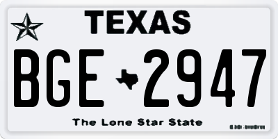TX license plate BGE2947