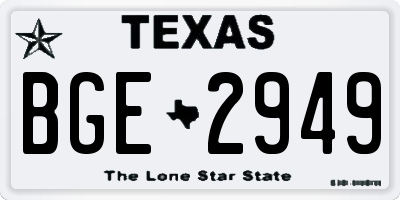 TX license plate BGE2949