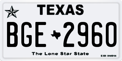 TX license plate BGE2960