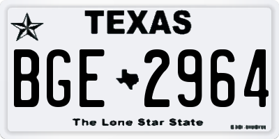 TX license plate BGE2964