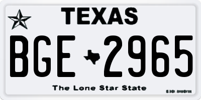 TX license plate BGE2965