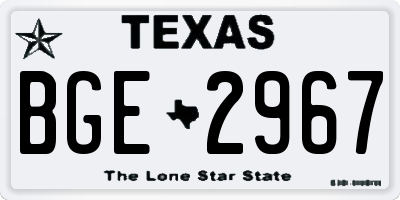 TX license plate BGE2967
