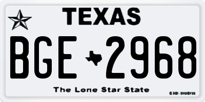 TX license plate BGE2968