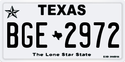 TX license plate BGE2972