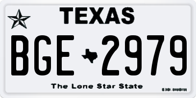 TX license plate BGE2979