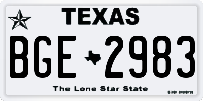 TX license plate BGE2983