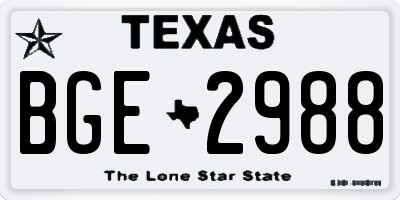 TX license plate BGE2988