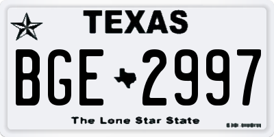 TX license plate BGE2997