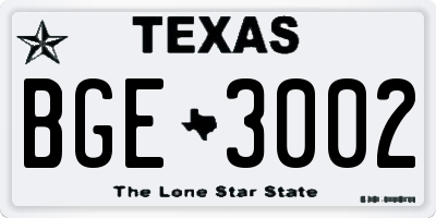 TX license plate BGE3002