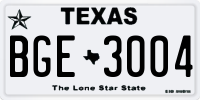 TX license plate BGE3004