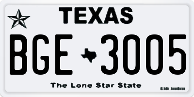 TX license plate BGE3005