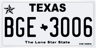 TX license plate BGE3006