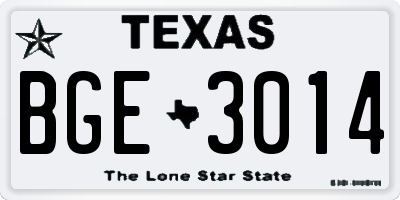 TX license plate BGE3014