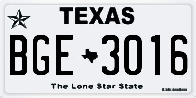 TX license plate BGE3016