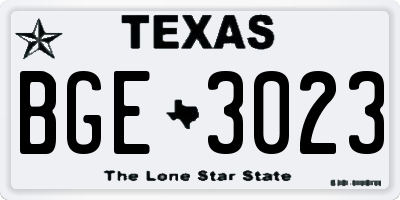 TX license plate BGE3023
