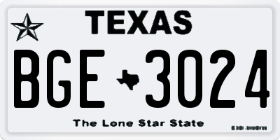 TX license plate BGE3024