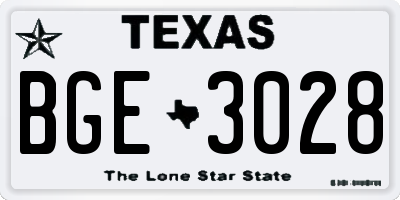 TX license plate BGE3028