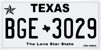 TX license plate BGE3029