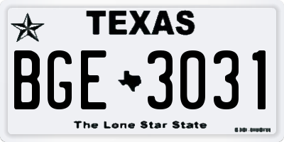 TX license plate BGE3031