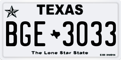 TX license plate BGE3033