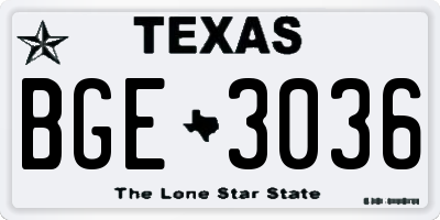 TX license plate BGE3036