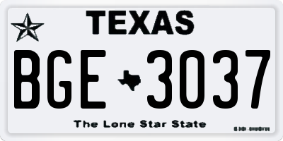 TX license plate BGE3037