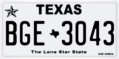 TX license plate BGE3043